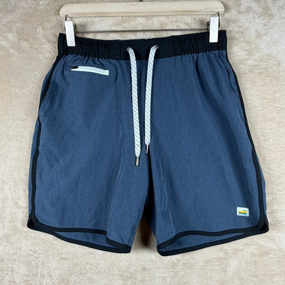 Vuori Kore Shorts Mens Indigo Blue Black‎ Trim Athletic Yoga Training Shorts Sm